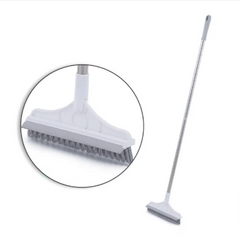White floor gap brush and scraper with long handle