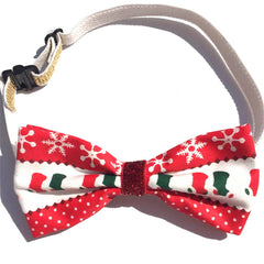 Layered snowflake and dotted Christmas pet bow tie