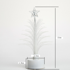 Unlit fibre optic tree, about 13 cm tall