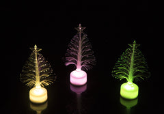 Yellow, pink and green fibre optic trees