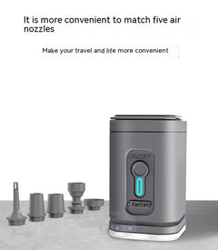 Grey mini air pump with five nozzles