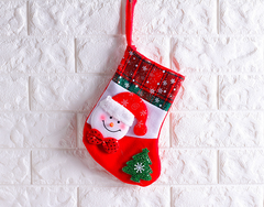 Mini Christmas stocking with a snowman face