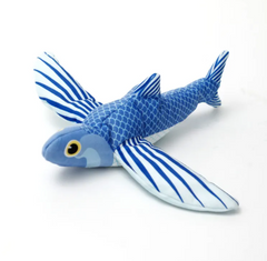 Blue plush flying fish pet toy