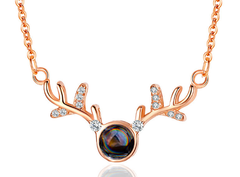 Rose gold tone reindeer antler pendant necklace