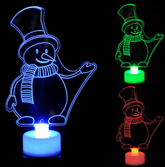 Acrylic snowman figure glowing blue