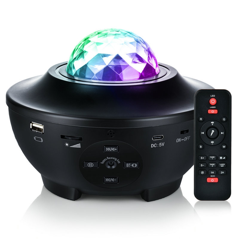 Black galaxy star projector with remote control