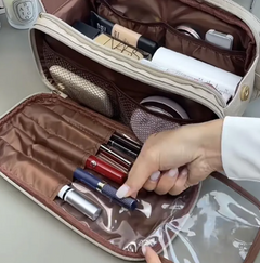 Travel Makeup Bag - Beige (closed)