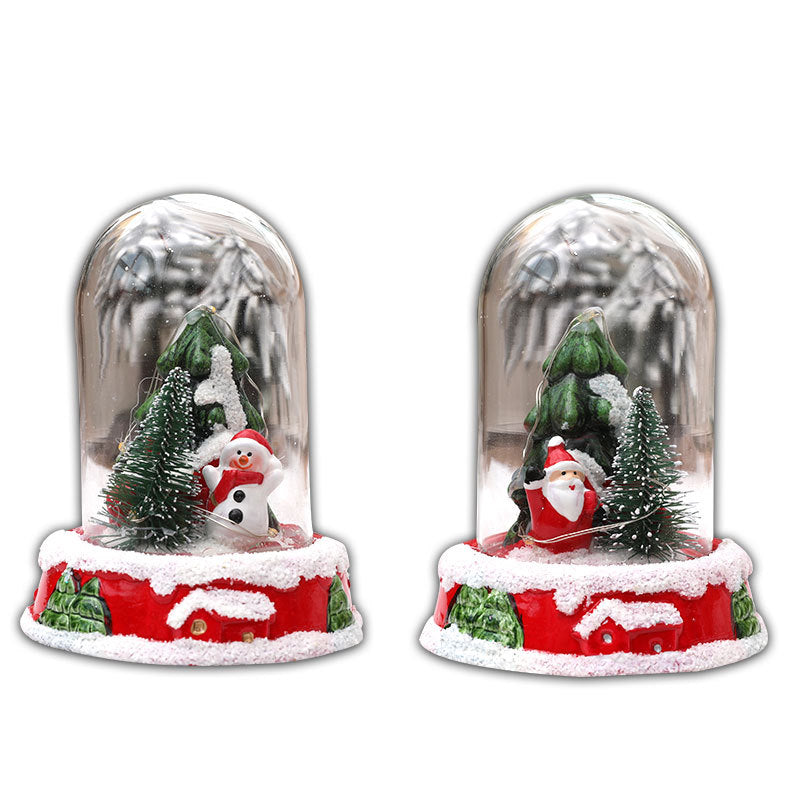 Snowman and Santa light-up resin Christmas domes