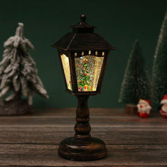Bronze musical lantern lamp with Christmas tree scene