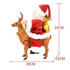 Santa riding reindeer figure measuring 25 x 20 x 12 cm