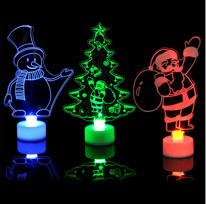 Light-up acrylic snowman, Christmas tree and Santa figures