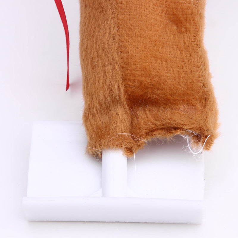 Window clip at the base of a plush reindeer antler