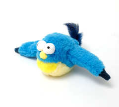 Blue and yellow plush bird pet toy