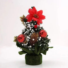 Mini Christmas tree with red flower and green base