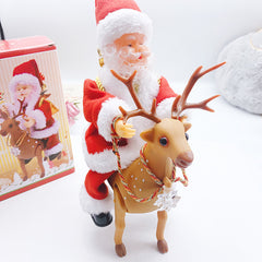 Santa on reindeer Christmas decoration, angled view