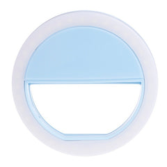 Blue clip-on LED selfie ring light