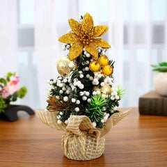 Mini Christmas tree with gold flower and gold base