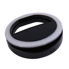 Black clip-on LED selfie ring light