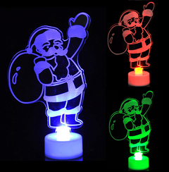 Acrylic Santa figure glowing in different colours