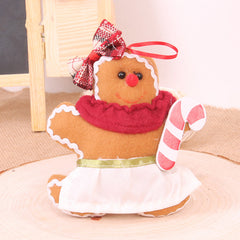Gingerbread girl Christmas hanger with skirt and candy cane