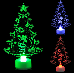 Acrylic Christmas tree figure glowing green and other colours