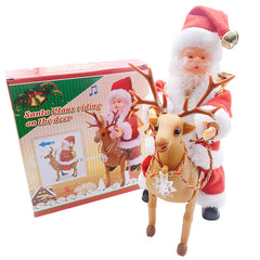 Santa riding reindeer figure with the box behind