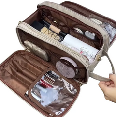 Travel Makeup Bag - Beige (lifestyle)