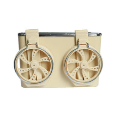 Back of the beige car organiser showing the two cup holders