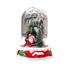 Light-up resin Christmas dome with Santa and mini trees