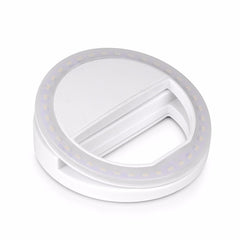 White clip-on LED selfie ring light