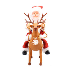 Santa riding reindeer figure, front view