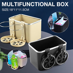 Car organiser box size guide, about 18 x 11 x 11.5 cm, in black and beige