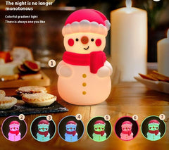 Snowman night light glowing, with colour mode options
