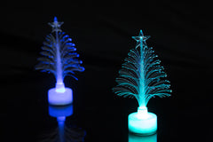 Blue and teal fibre optic Christmas trees
