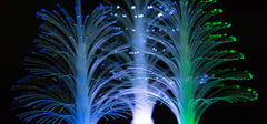 Close-up of glowing optic fibres