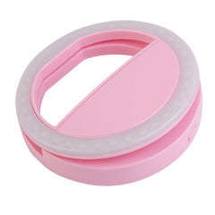 Pink clip-on LED selfie ring light