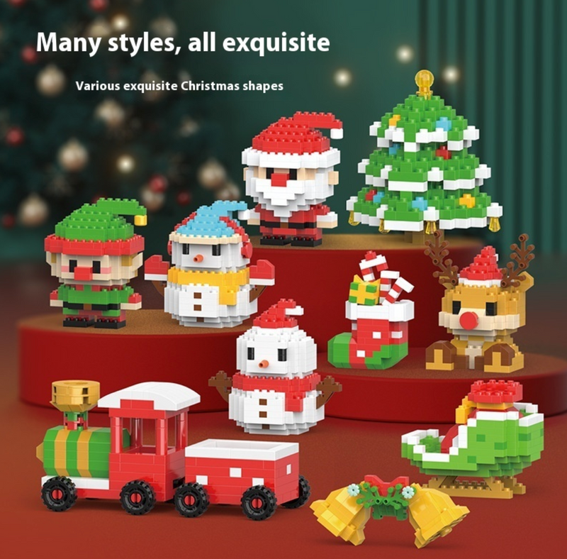 Assorted built Christmas mini block models
