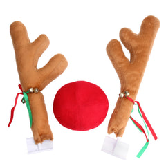 Khaki reindeer antlers and red nose