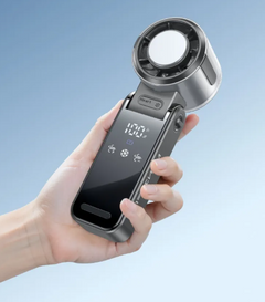 Foldable cooling handheld fan held in hand