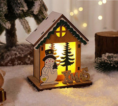 XMAS wooden house with snowman