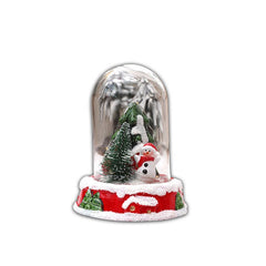 Light-up resin Christmas dome with a snowman and mini trees